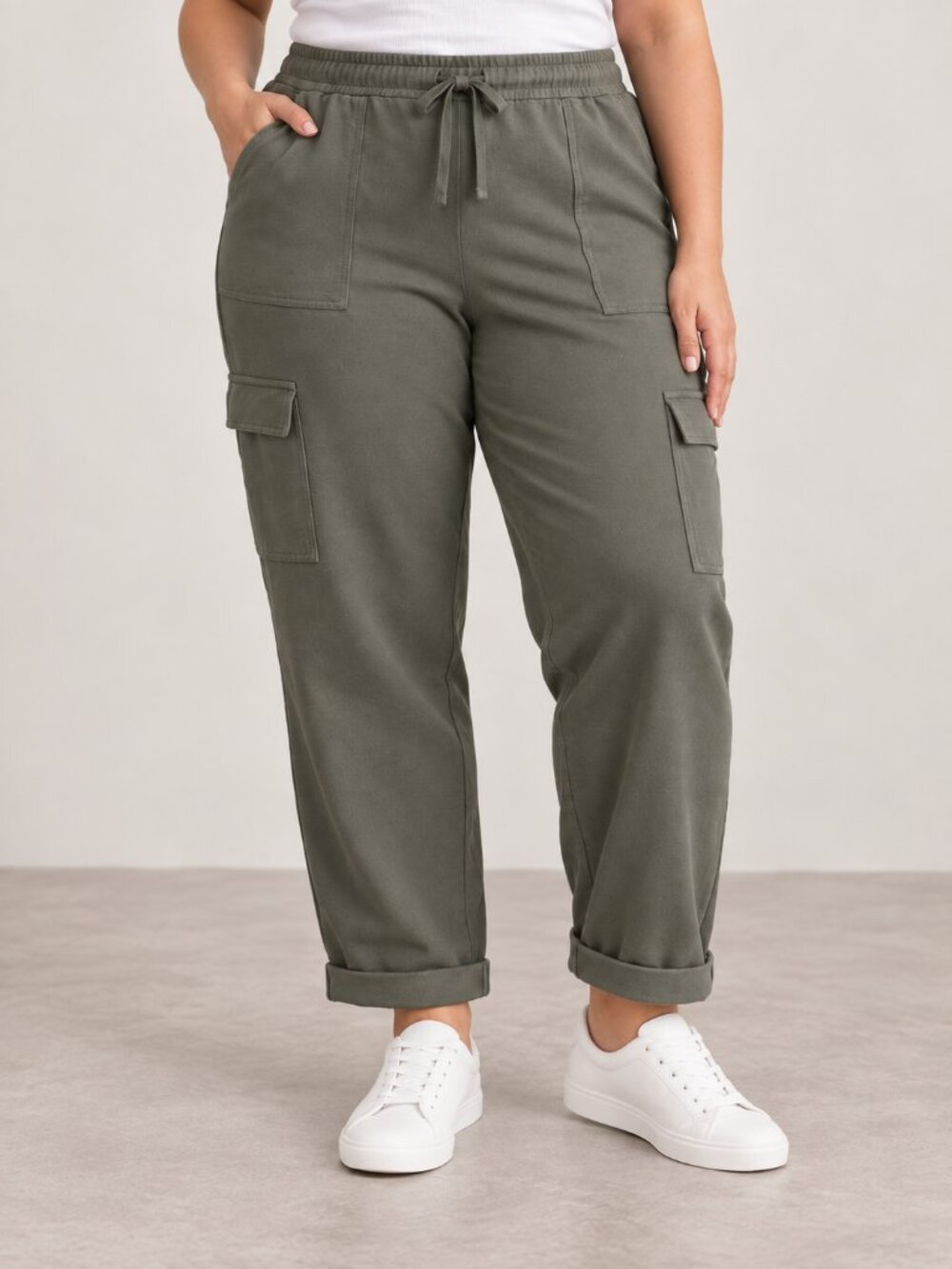 J.Jill XL Caraway Olive Green Stretch Cotton Pull-On Cargo Pants NWT